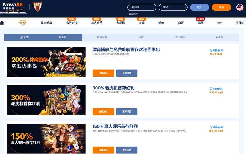 目前在Nova88最受欢迎的一些优惠计划